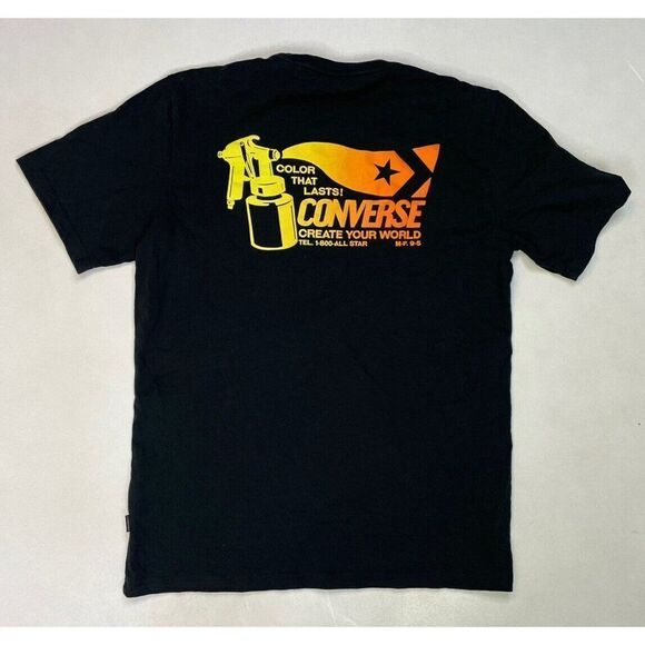 Converse Art Create Your World Graphic T-shirt Men Small Black Short Sleeve - Picture 1 of 5
